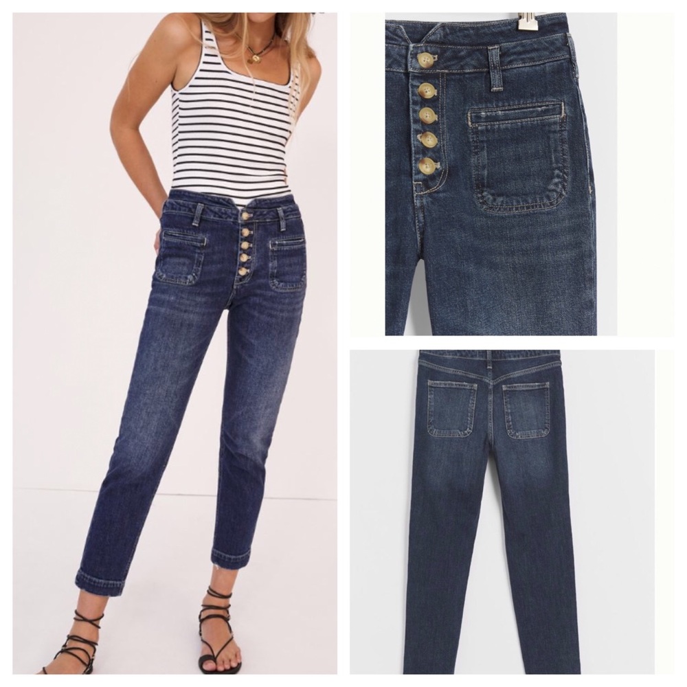 Anthro Pilcro High Rise Slim Ankle Utility Jeans